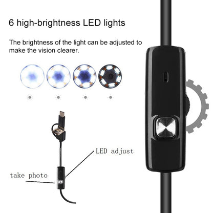 AN100 3 in 1 IP67 Waterproof USB-C / Type-C + Micro USB + USB HD Endoscope Snake Tube Inspection Camera for Parts of OTG Function Android Mobile Phone, with 6 LEDs, Lens Diameter:5.5mm(Length: 5m) - Consumer Electronics by buy2fix | Online Shopping UK | buy2fix