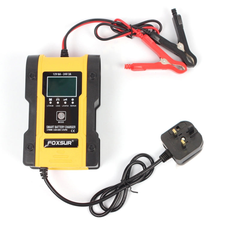 FOXSUR 12V-24V Car Motorcycle Repair Battery Charger AGM Charger Color:Yellow(UK Plug) - Battery Charger by FOXSUR | Online Shopping UK | buy2fix