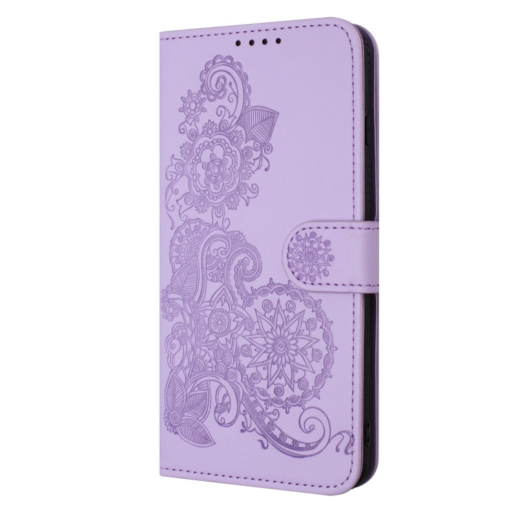 For iPhone 15 Pro Max Datura Flower Embossed Flip Leather Phone Case(Purple) - iPhone 15 Pro Max Cases by buy2fix | Online Shopping UK | buy2fix