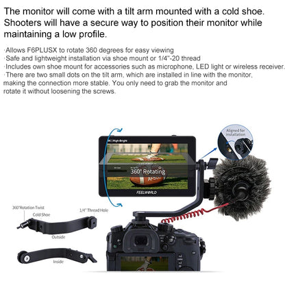 FEELWORLD F6 PLUSX 5.5 inch High Bright 1600nit Touch Screen DSLR Camera Field Monitor IPS FHD1920x1080 4K HDMI(Black) - On-camera Monitors by FEELWORLD | Online Shopping UK | buy2fix