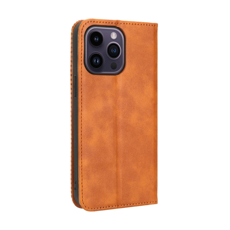 For iPhone 15 Pro Max Magnetic Buckle Retro Texture Leather Phone Case(Brown) - iPhone 15 Pro Max Cases by buy2fix | Online Shopping UK | buy2fix