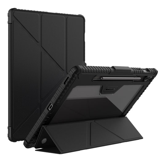 For Samsung Galaxy Tab S9 FE+ NILLKIN Bumper Pro Multi-angle Folding Style Tablet Leather Case(Black) - Galaxy Tab S9 FE+ by NILLKIN | Online Shopping UK | buy2fix
