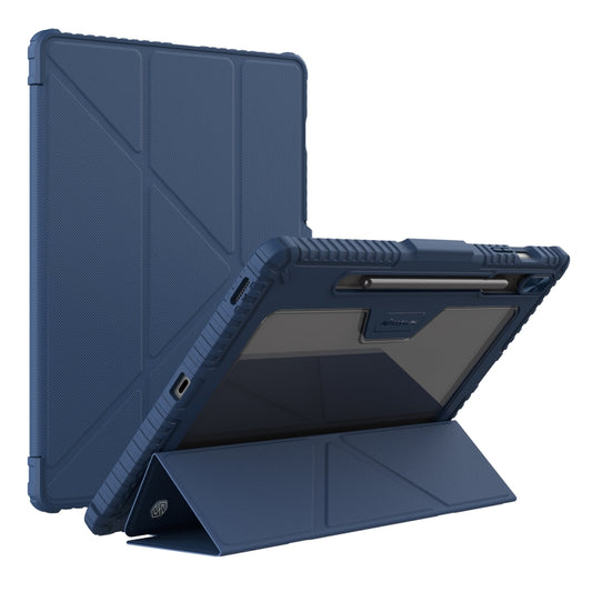 For Samsung Galaxy Tab S9 FE+ NILLKIN Bumper Pro Multi-angle Folding Style Tablet Leather Case(Blue) - Galaxy Tab S9 FE+ by NILLKIN | Online Shopping UK | buy2fix
