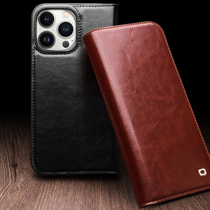 For iPhone 15 Pro Max QIALINO Classic Genuine Leather Phone Case(Brown) - iPhone 15 Pro Max Cases by QIALINO | Online Shopping UK | buy2fix