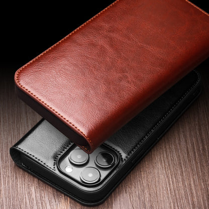 For iPhone 15 Pro Max QIALINO Classic Genuine Leather Phone Case(Brown) - iPhone 15 Pro Max Cases by QIALINO | Online Shopping UK | buy2fix