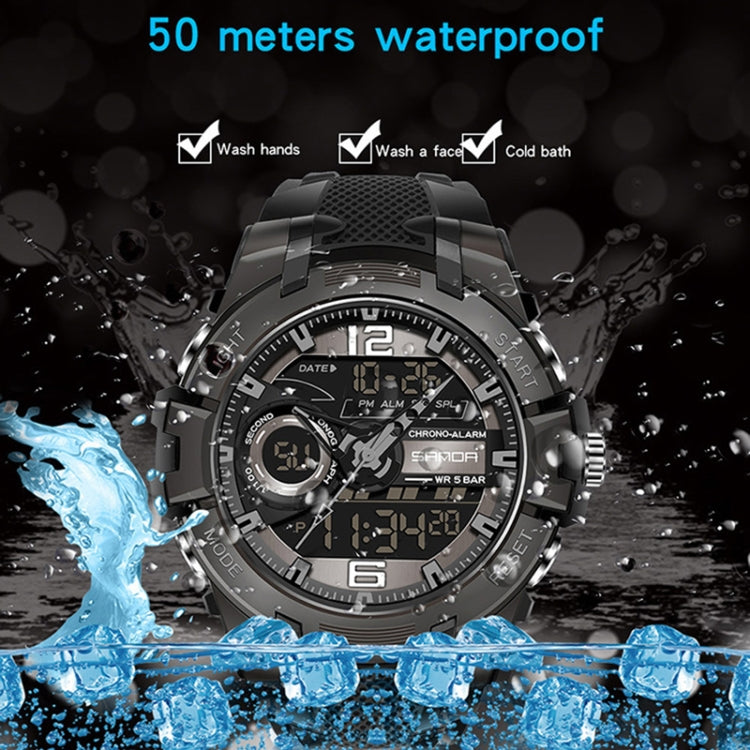 SANDA 6015 Men Multifunctional Waterproof Luminous Sports Watch(Black) - Silicone Strap Watches by SANDA | Online Shopping UK | buy2fix