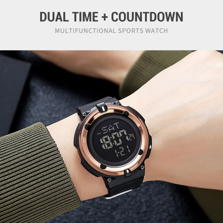 SKMEI 2010 Multifunctional Men 50M Waterproof Luminous Digital Wrist Watch(Black White) - Leather Strap Watches by SKMEI | Online Shopping UK | buy2fix