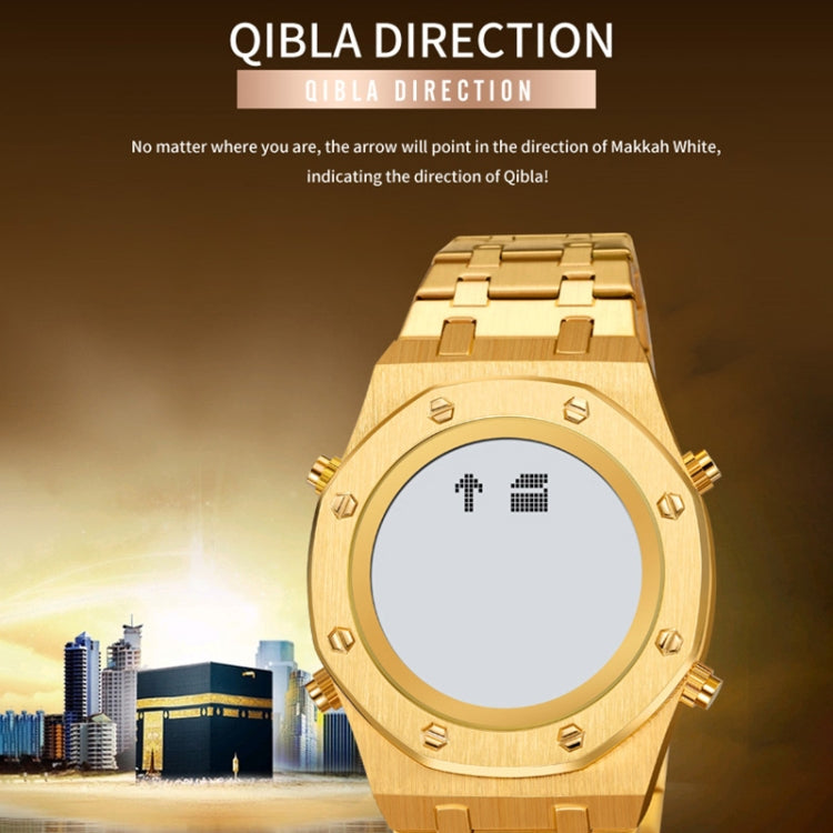 SKMEI 2043 Multifunctional Muslim Worships Compass Digital Wrist Watch(Gold+White) - Metal Strap Watches by SKMEI | Online Shopping UK | buy2fix