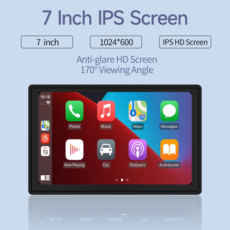 X70-1 Car 7 inch IPS Portable Smart Screen Wireless Screen Projection Carplay Android Auto(Black) - Car Monitor by buy2fix | Online Shopping UK | buy2fix