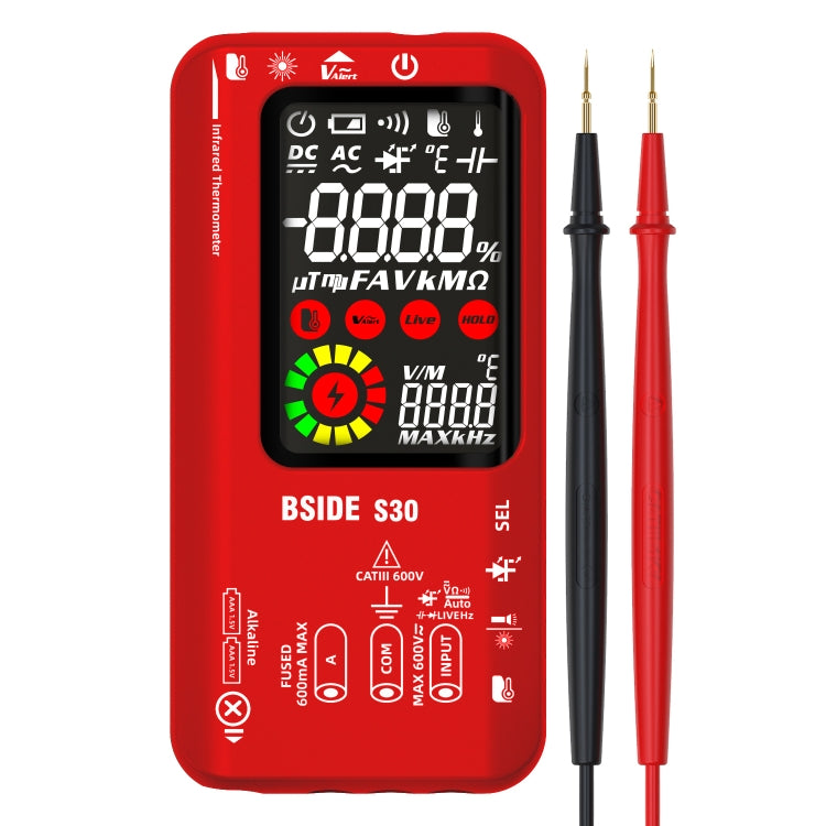 BSIDE S30 Smart Color Screen Infrared Temperature Measurement Multimeter(Red) - Digital Multimeter by BSIDE | Online Shopping UK | buy2fix