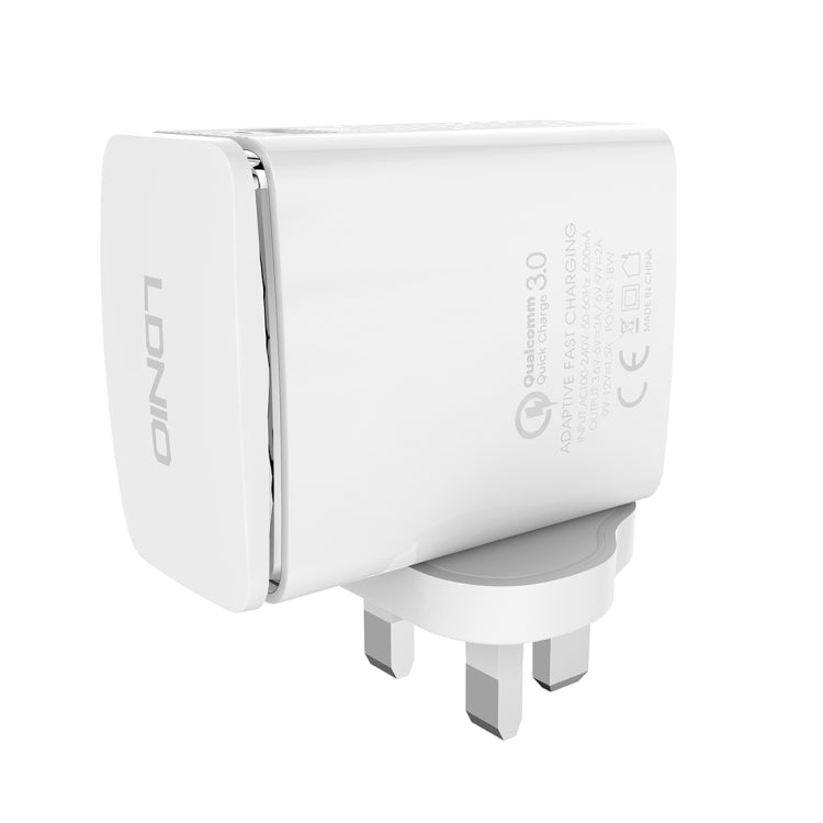 LDNIO A1301Q 2 in 1 18W QC3.0 USB Interface Travel Charger Mobile Phone Charger with Type-C / USB-C Data Cable, UK Plug - Mobile Accessories by LDNIO | Online Shopping UK | buy2fix