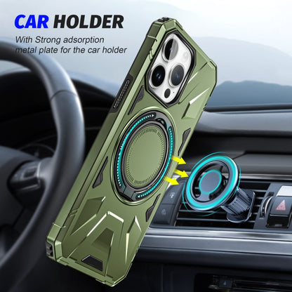 For iPhone 14 Pro MagSafe Magnetic Shockproof Phone Case with Ring Holder(Dark Green) - iPhone 14 Pro Cases by buy2fix | Online Shopping UK | buy2fix