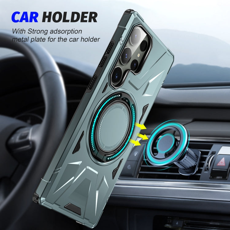 For Samsung Galaxy S23 5G MagSafe Magnetic Shockproof Phone Case with Ring Holder(Green) - Galaxy S23 5G Cases by buy2fix | Online Shopping UK | buy2fix