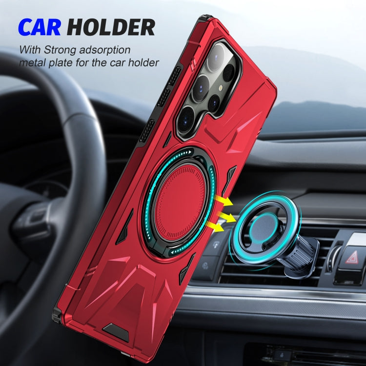 For Samsung Galaxy S23+ 5G MagSafe Magnetic Shockproof Phone Case with Ring Holder(Red) - Galaxy S23+ 5G Cases by buy2fix | Online Shopping UK | buy2fix
