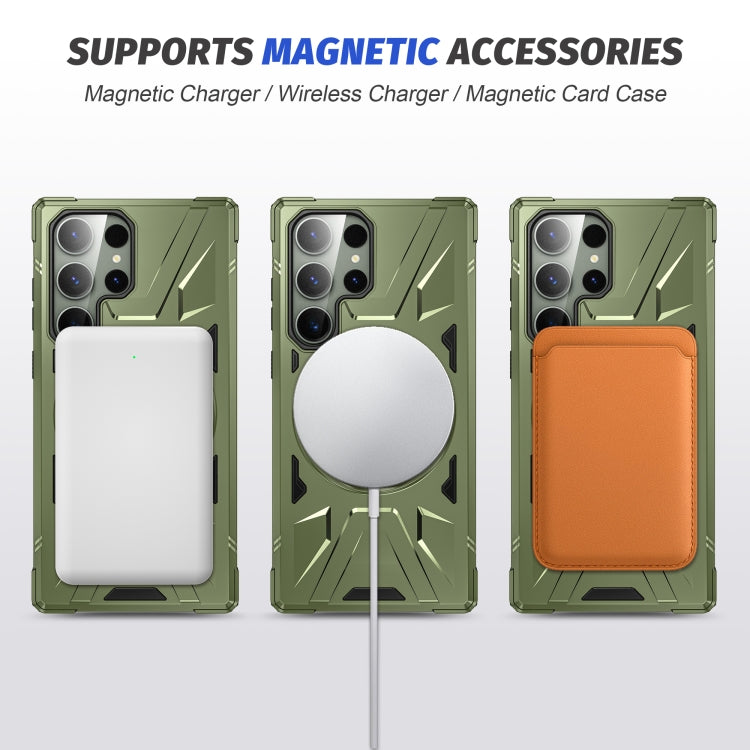 For Samsung Galaxy S23+ 5G MagSafe Magnetic Shockproof Phone Case with Ring Holder(Dark Green) - Galaxy S23+ 5G Cases by buy2fix | Online Shopping UK | buy2fix