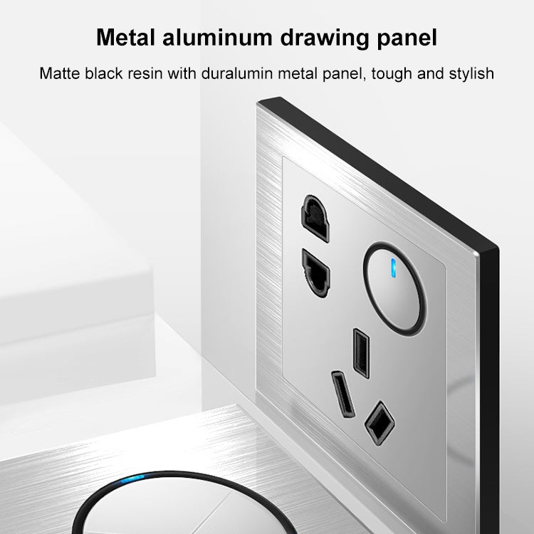 86mm Gray Aluminum Wire Drawing LED Switch Panel, Style:Triple Billing Control - Consumer Electronics by buy2fix | Online Shopping UK | buy2fix