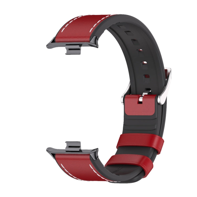 For Xiaomi Smart Band 9 Pro / 8 Pro Mijobs TPU Leather Watch Band(Red Black) - Watch Bands by MIJOBS | Online Shopping UK | buy2fix