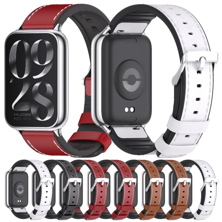 For Xiaomi Smart Band 9 Pro / 8 Pro Mijobs TPU Leather Watch Band(Red Black) - Watch Bands by MIJOBS | Online Shopping UK | buy2fix