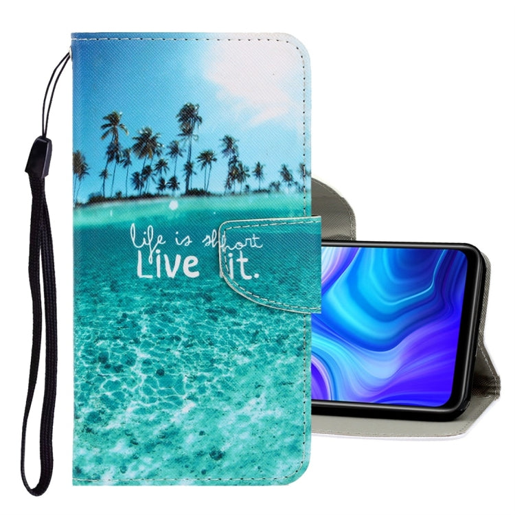 For Xiaomi Redmi 9A 3D Colored Drawing Horizontal Flip PU Leather Case with Holder & Card Slots & Wallet(Coconut Tree) - Xiaomi Cases by buy2fix | Online Shopping UK | buy2fix