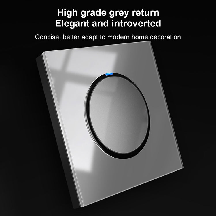 86mm Round LED Tempered Glass Switch Panel, Gray Round Glass, Style:Telephone-Computer Socket - Consumer Electronics by buy2fix | Online Shopping UK | buy2fix