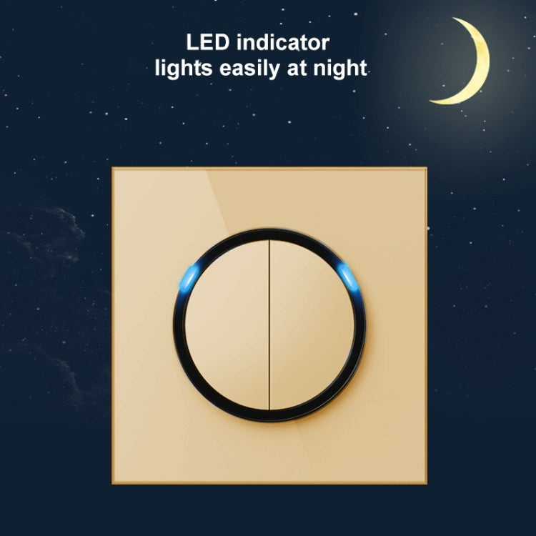 86mm Round LED Tempered Glass Switch Panel, Gold Round Glass, Style:One Open Multiple Control - Consumer Electronics by buy2fix | Online Shopping UK | buy2fix