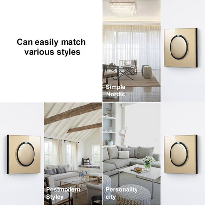 86mm Round LED Tempered Glass Switch Panel, Gold Round Glass, Style:TV Socket - Consumer Electronics by buy2fix | Online Shopping UK | buy2fix