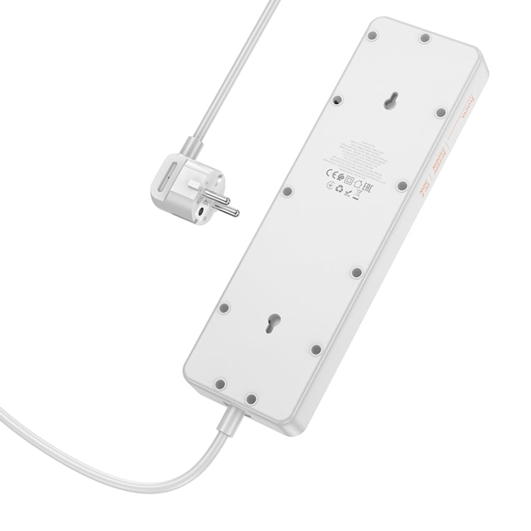 hoco AC14A Rico 5-position Socket with PD30W+3USB Ports, Cable Length: 1.5m, EU Plug(White) - Extension Socket by hoco | Online Shopping UK | buy2fix