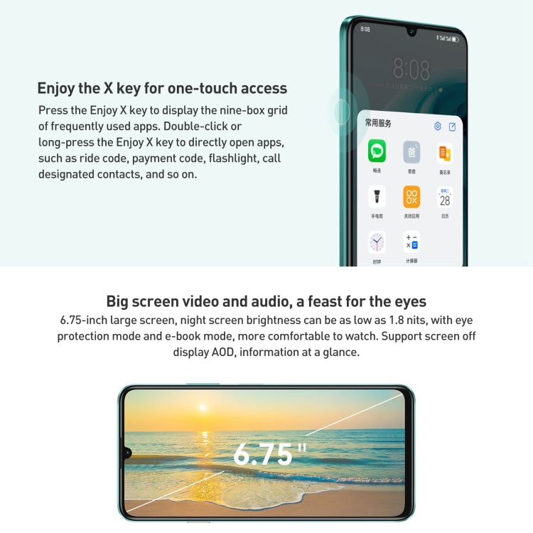 HUAWEI Enjoy 70, 8GB+128GB, Side Fingerprint Identification, 6.75 inch HarmonyOS 4.0 Kirin 710A Octa Core 2.0GHz, Network: 4G, OTG, Not Support Google Play(White) - Huawei Mate & P by Huawei | Online Shopping UK | buy2fix