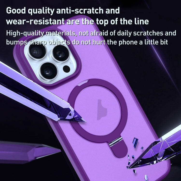 For iPhone 15 MagSafe Magnetic Holder Phone Case(Dark Purple) - iPhone 15 Cases by buy2fix | Online Shopping UK | buy2fix