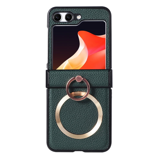 For Samsung Galaxy Z Flip5 MagSafe Ring Holder Three-stage Folding Phone Case(Green) - Galaxy Z Flip5 Cases by buy2fix | Online Shopping UK | buy2fix