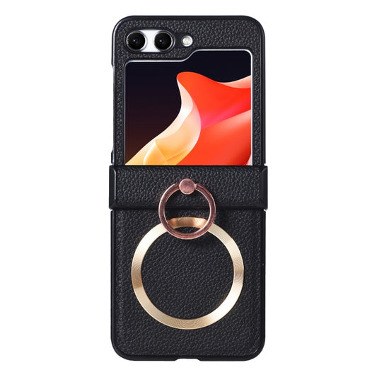 For Samsung Galaxy Z Flip5 MagSafe Ring Holder Three-stage Folding Phone Case(Black) - Galaxy Z Flip5 Cases by buy2fix | Online Shopping UK | buy2fix