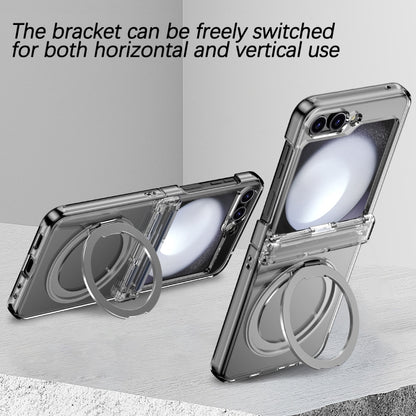 For Samsung Galaxy Z Flip5 5G 360 Degree Stand MagSafe Magnetic All-inclusive Phone Case(Transparent) - Galaxy Z Flip5 Cases by buy2fix | Online Shopping UK | buy2fix