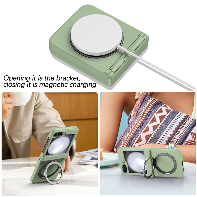 For Samsung Galaxy Z Flip5 5G 360 Degree Stand MagSafe Magnetic All-inclusive Phone Case(Light Green) - Galaxy Z Flip5 Cases by buy2fix | Online Shopping UK | buy2fix
