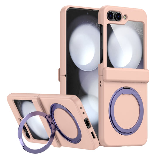 For Samsung Galaxy Z Flip5 5G 360 Degree Stand MagSafe Magnetic All-inclusive Phone Case(Pink) - Galaxy Z Flip5 Cases by buy2fix | Online Shopping UK | buy2fix