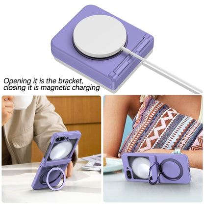 For Samsung Galaxy Z Flip5 5G 360 Degree Stand MagSafe Magnetic All-inclusive Phone Case(Purple) - Galaxy Z Flip5 Cases by buy2fix | Online Shopping UK | buy2fix