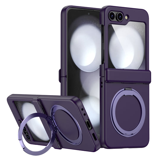 For Samsung Galaxy Z Flip5 5G 360 Degree Stand MagSafe Magnetic All-inclusive Phone Case(Dark Purple) - Galaxy Z Flip5 Cases by buy2fix | Online Shopping UK | buy2fix