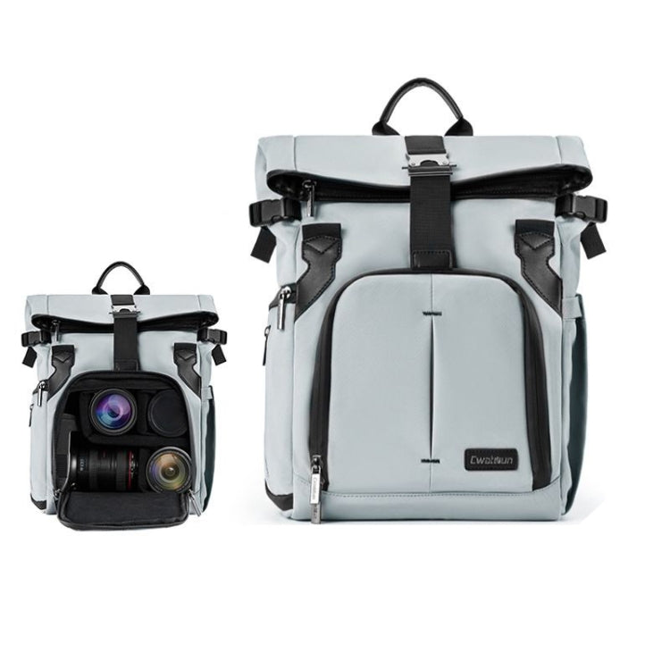 Cwatcun D95 Large Capacity Photography Backpack Shoulders Laptop Camera Bag, Size:27 x 37 x 16cm(Silver Grey) - Backpack by Cwatcun | Online Shopping UK | buy2fix