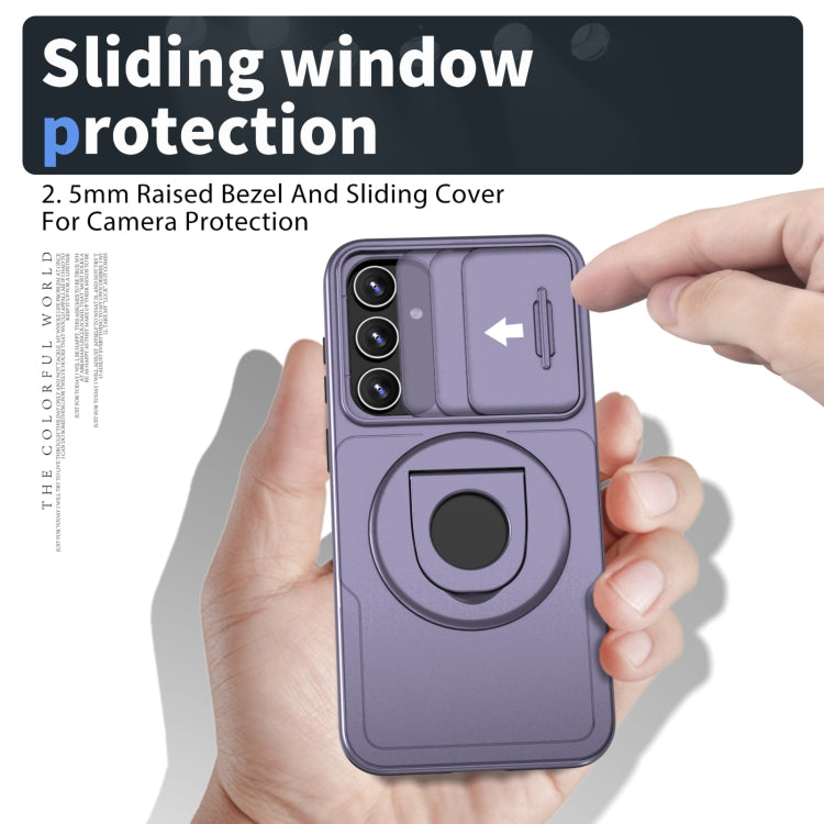 For Samsung Galaxy S23 FE 5G Camshield MagSafe Ring Holder Armor Phone Case(Puple) - Galaxy S23 FE 5G Cases by buy2fix | Online Shopping UK | buy2fix