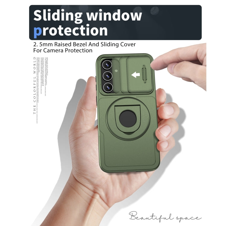 For Samsung Galaxy S22 5G Camshield MagSafe Ring Holder Armor Phone Case(Olive Green) - Galaxy S22 5G Cases by buy2fix | Online Shopping UK | buy2fix