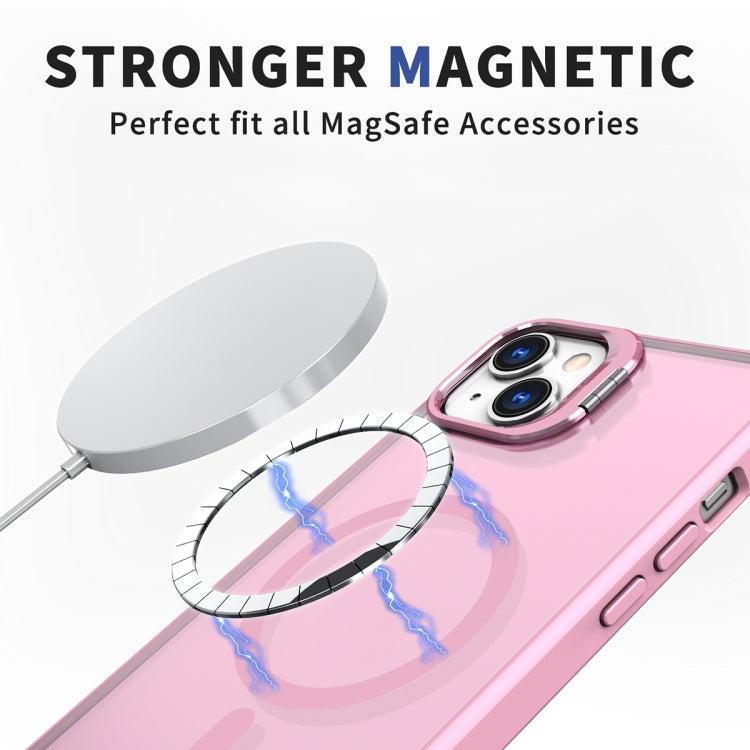 For iPhone 15 Plus Metal Invisible Camera Holder MagSafe Magnetic Phone Case(Pink) - iPhone 15 Plus Cases by buy2fix | Online Shopping UK | buy2fix