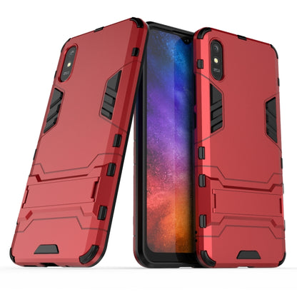 For Xiaomi Redmi 9A PC + TPU Shockproof Protective Case with Holder(Red) - Xiaomi Accessories by buy2fix | Online Shopping UK | buy2fix