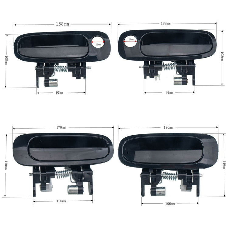 4 PCS Car Door Outside Handle 6922/10-02030+6924/30-02040 for Toyota Corollaa 1998-2002 - In Car by buy2fix | Online Shopping UK | buy2fix
