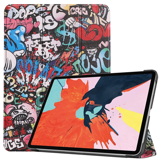 For iPad Air 2022 / 2020 10.9 Colored Drawing Horizontal Flip Leather Case with Three-folding Holder & Sleep / Wake-up Function(Graffiti) - Apple Accessories by buy2fix | Online Shopping UK | buy2fix