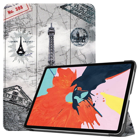 For iPad Air 2022 / 2020 10.9 Colored Drawing Horizontal Flip Leather Case with Three-folding Holder & Sleep / Wake-up Function(Eiffel Tower) - Apple Accessories by buy2fix | Online Shopping UK | buy2fix