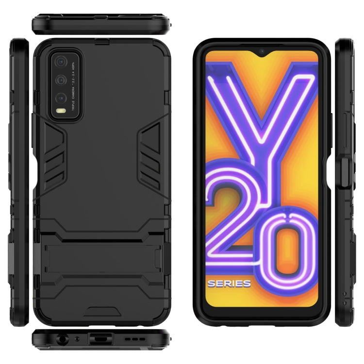 For Vivo Y20 PC + TPU Shockproof Protective Case with Holder(Black) - OPPO & vivo Accessories by buy2fix | Online Shopping UK | buy2fix