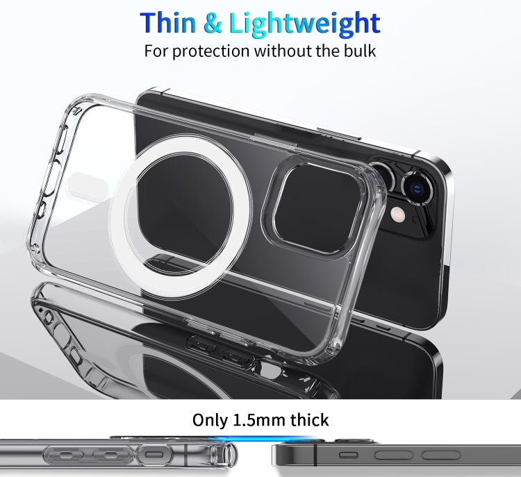 For iPhone 12 / 12 Pro Magsafe Case Magnetic Ring Clear Crystal Acrylic +TPU Four-corner Airbag Shockproof Case(Transparent) - iPhone 12 / 12 Pro Cases by buy2fix | Online Shopping UK | buy2fix