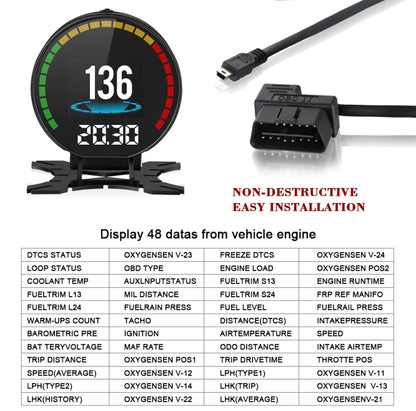 P15 OBD2 Car HUD Head-up Display Water Temperature / Vehicle Speed / Voltage - Head Up Display System by buy2fix | Online Shopping UK | buy2fix