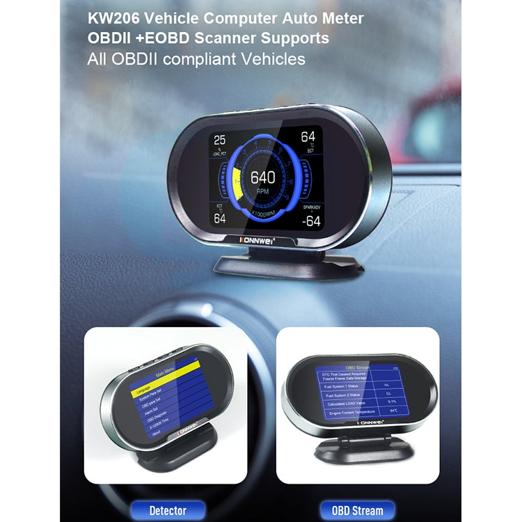 KONNWEI KW206 2 in 1 OBDII / EOBD12V Car Fault Scanner + 3.5 inch LCD Monitor - Code Readers & Scan Tools by KONNWEI | Online Shopping UK | buy2fix