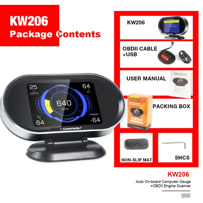 KONNWEI KW206 2 in 1 OBDII / EOBD12V Car Fault Scanner + 3.5 inch LCD Monitor - Code Readers & Scan Tools by KONNWEI | Online Shopping UK | buy2fix