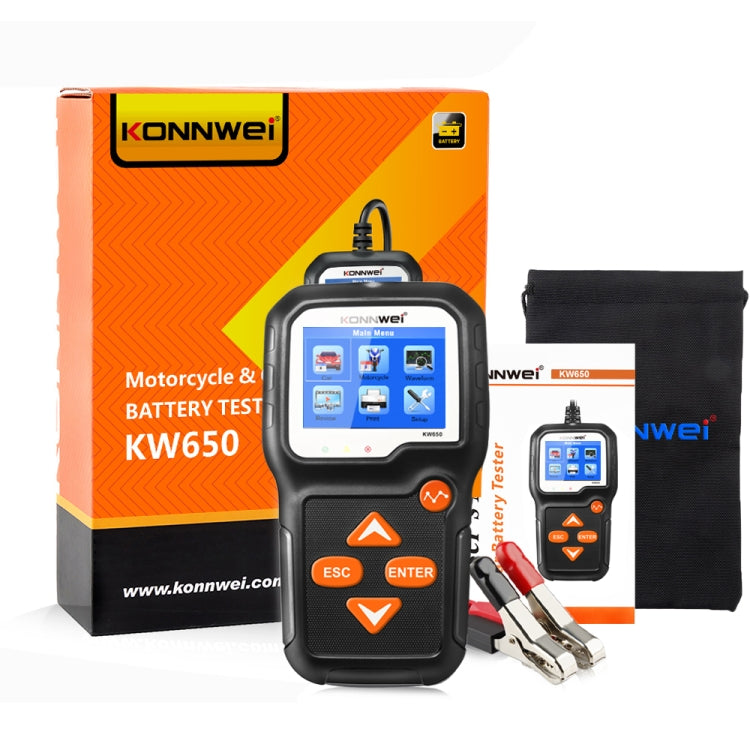 KONNWEI KW650 6V- 12V Car Motorcycle Battery Lawn Mower Detector with 2.4 inch Color Display & Waveform Graph - In Car by KONNWEI | Online Shopping UK | buy2fix